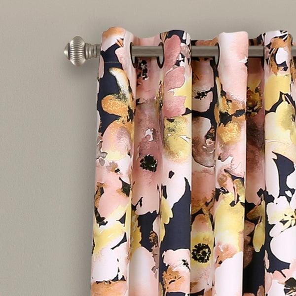 Lush Decor Floral Watercolor Room Darkening Window Curtain Panel Set