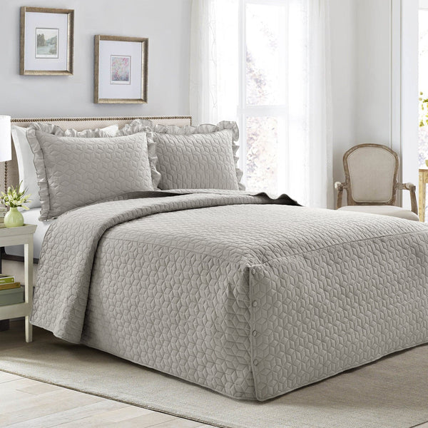 Lush Decor French Country Geo Ruffle Skirt 3 Piece Bedspread Set
