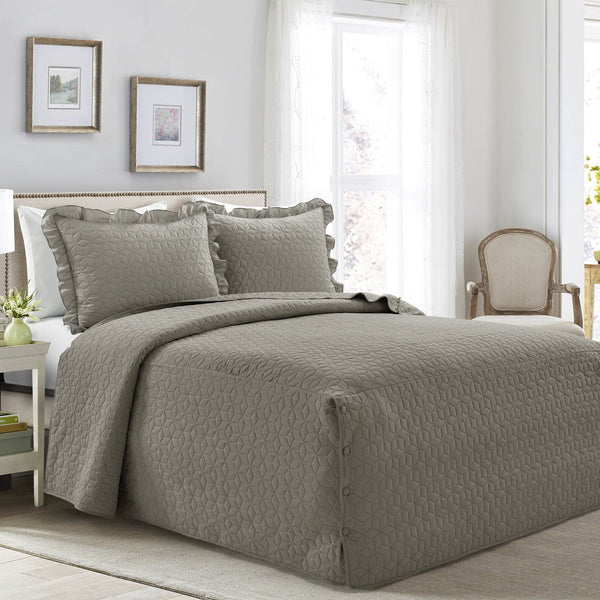 Lush Decor French Country Geo Ruffle Skirt 3 Piece Bedspread Set