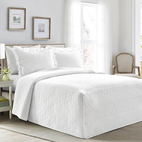 Lush Decor French Country Geo Ruffle Skirt 3 Piece Bedspread Set