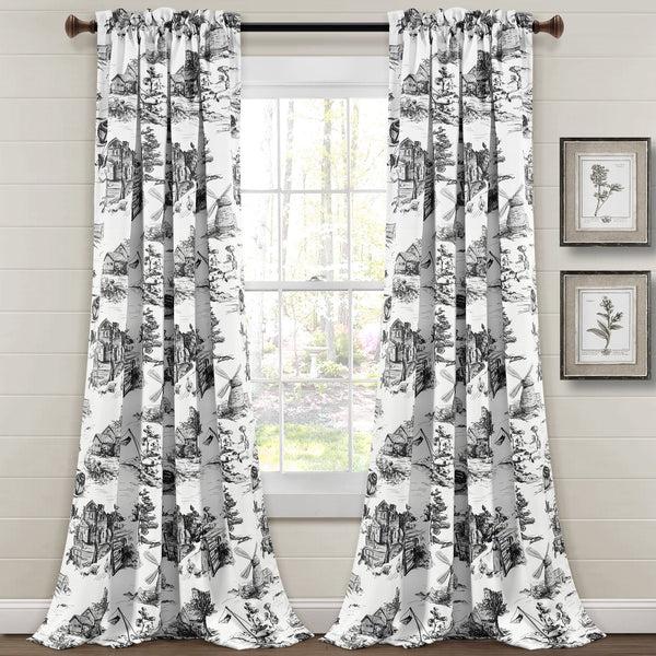 Lush Decor French Country Toile Room Darkening Window Curtain Set