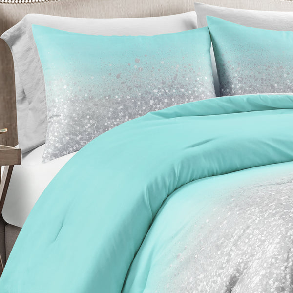 Lush Decor Glitter Ombre Metallic Print Comforter Set With Pillowcases