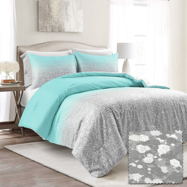 Lush Decor Glitter Ombre Metallic Print Comforter Set With Pillowcases