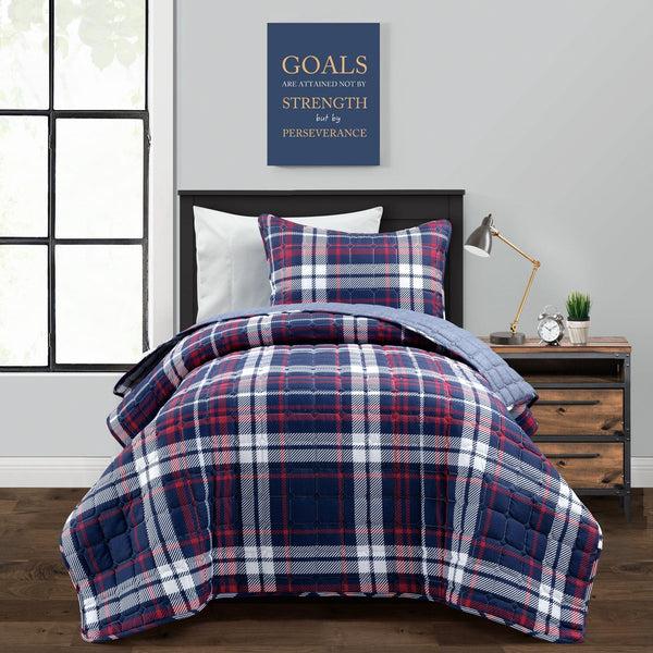 Lush Decor Grayson Farmhouse Plaid Reversible Quilt Set
