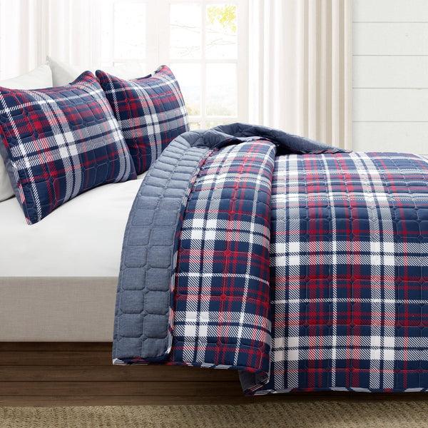 Lush Decor Grayson Farmhouse Plaid Reversible Quilt Set