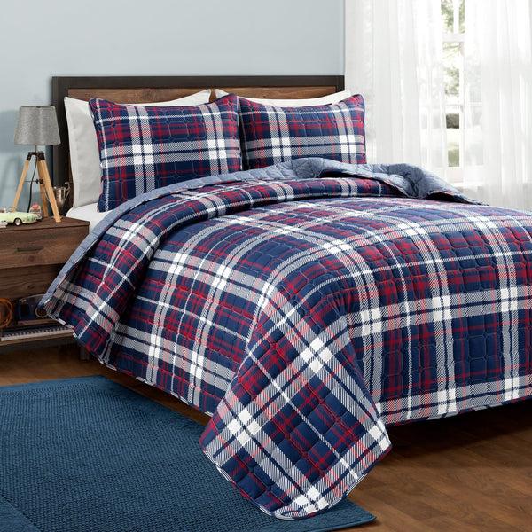 Lush Decor Grayson Farmhouse Plaid Reversible Quilt Set