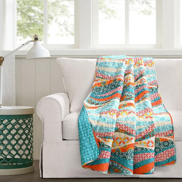 Lush Decor Hailey Watercolor Wave Reversible Cotton Throw