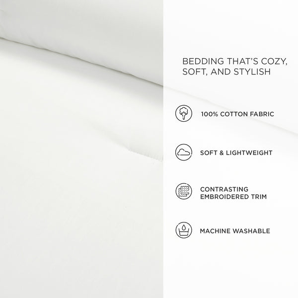 Lush Decor Hampton Double Flange Embroidered Contrast Edge Comforter Set