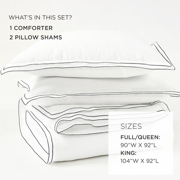 Lush Decor Hampton Double Flange Embroidered Contrast Edge Comforter Set