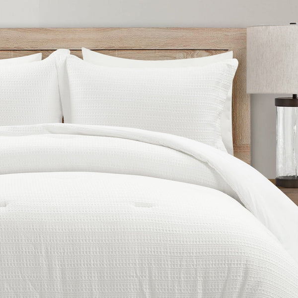 Lush Decor Haniya Solid Waffle Woven Cotton Textured Comforter Set