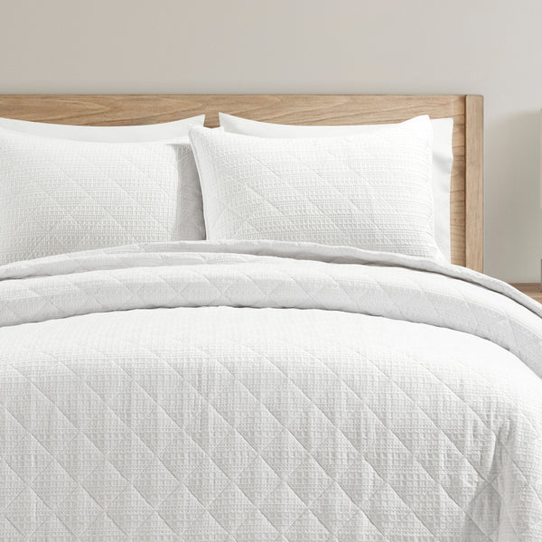 Lush Decor Haniya Solid Waffle Woven Cotton Textured Quilt Set