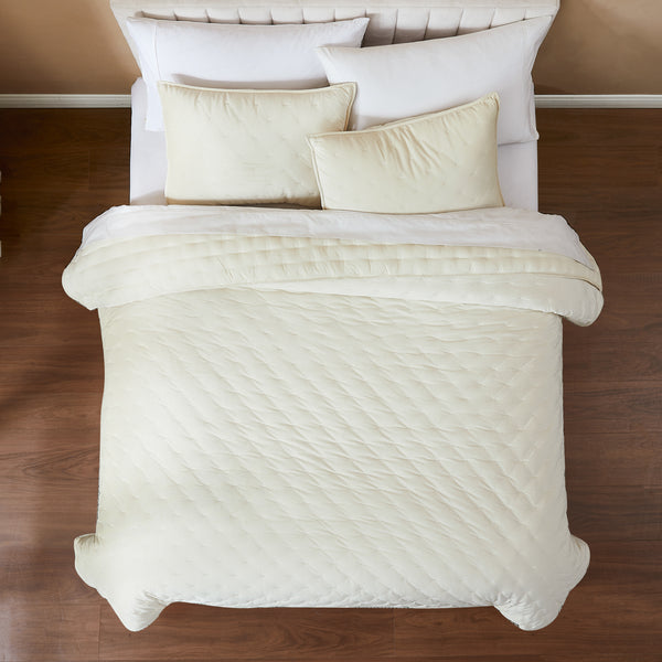 Lush Decor Haven Velvet Embroidered Stitch Cozy Super Soft Quilt 3 Piece Set