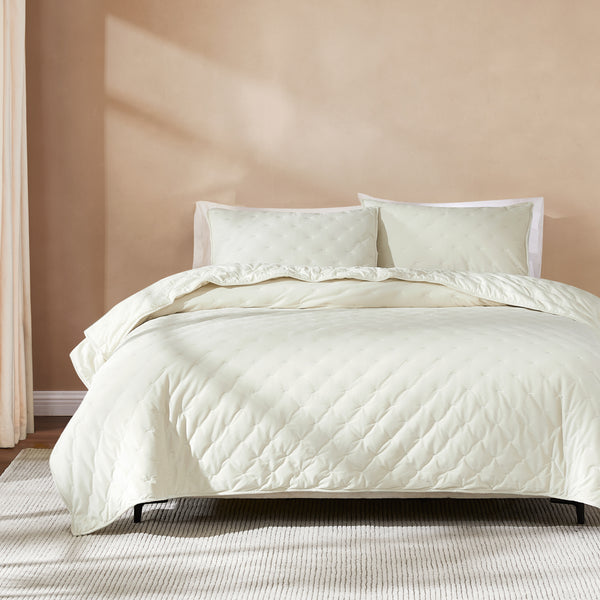 Lush Decor Haven Velvet Embroidered Stitch Cozy Super Soft Quilt 3 Piece Set