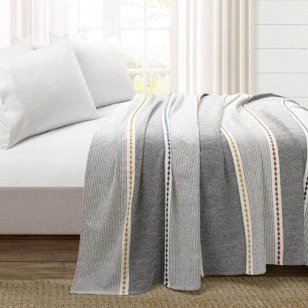 Lush Decor Herringbone Stripe Yarn Dyed Cotton Blanket/Coverlet