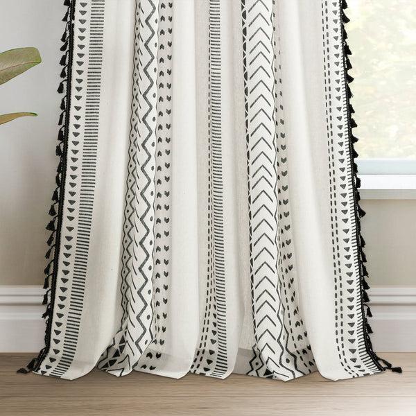 Lush Decor Hygge Boho Stripe Tassel Window Curtain Panel Set