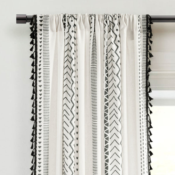 Lush Decor Hygge Boho Stripe Tassel Window Curtain Panel Set