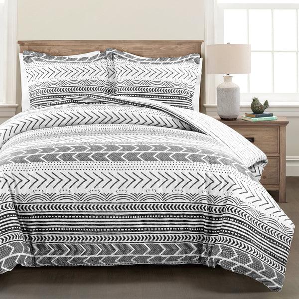 Lush Decor Hygge Geo Reversible Cotton Duvet Cover 3 Piece Set
