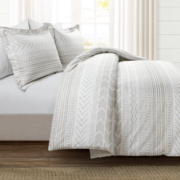 Lush Decor Hygge Geo Reversible Cotton Duvet Cover 3 Piece Set