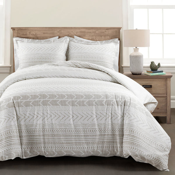 Lush Decor Hygge Geo Reversible Cotton Duvet Cover 3 Piece Set