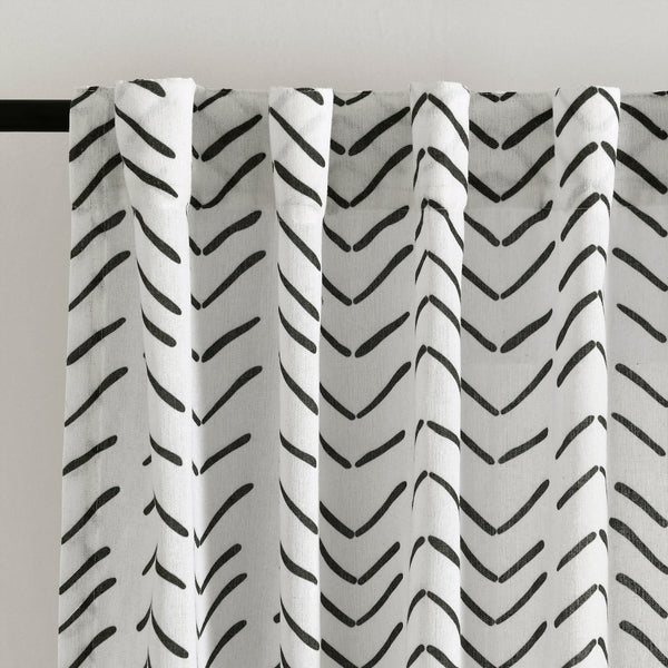 Lush Decor Hygge Modern Arrow Faux Linen Window Curtain Panel Set