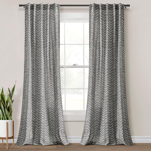 Lush Decor Hygge Modern Arrow Faux Linen Window Curtain Panel Set