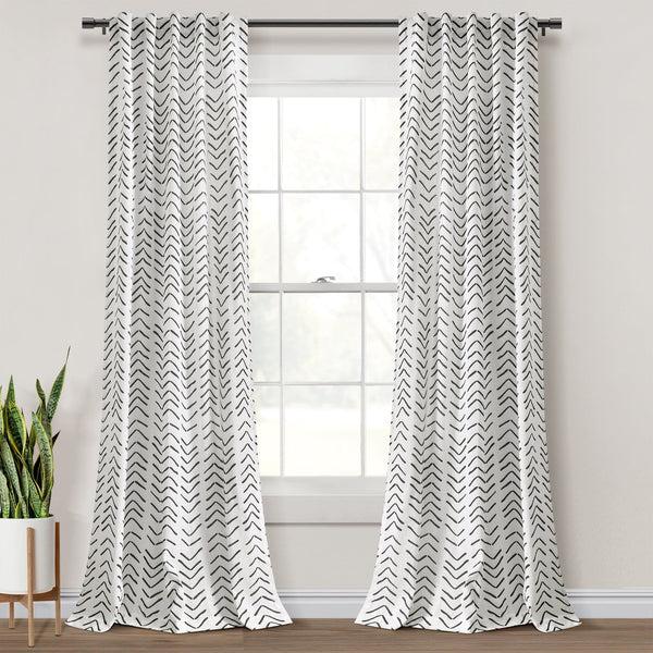 Lush Decor Hygge Modern Arrow Faux Linen Window Curtain Panel Set