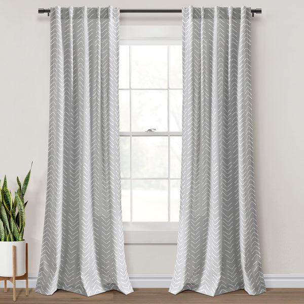 Lush Decor Hygge Modern Arrow Faux Linen Window Curtain Panel Set