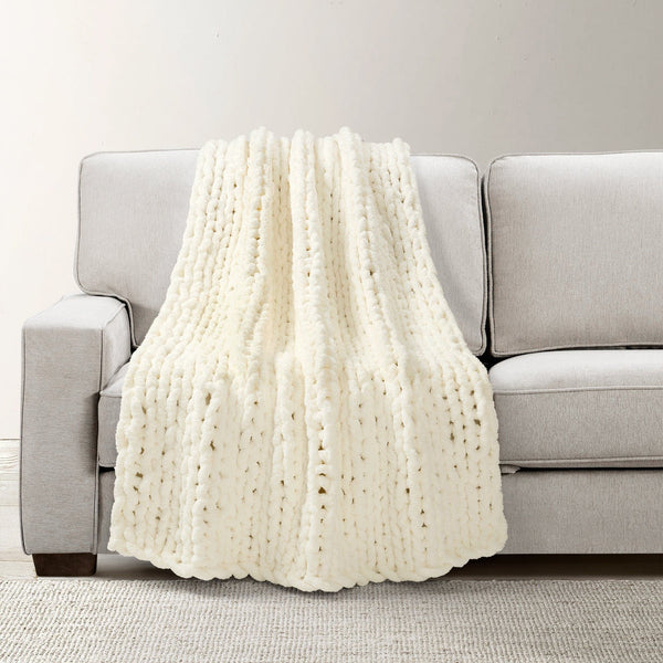 Lush Decor Hygge Ultra Soft Chenille Chunky Knit Throw