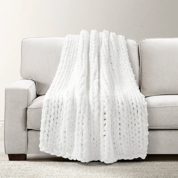Lush Decor Hygge Ultra Soft Chenille Chunky Knit Throw