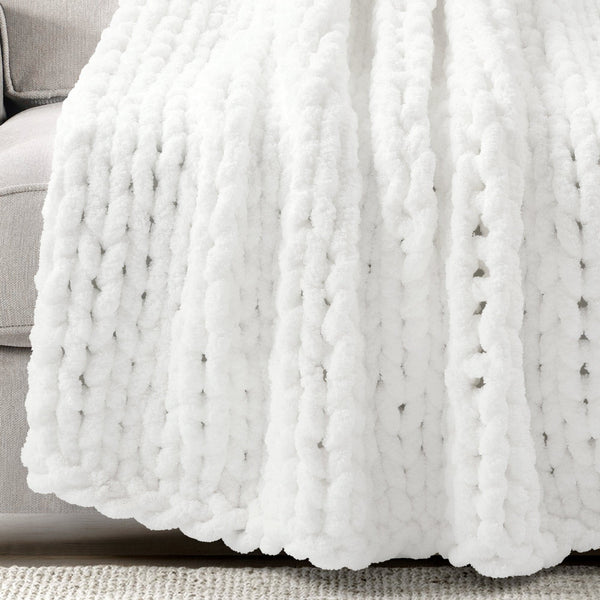 Lush Decor Hygge Ultra Soft Chenille Chunky Knit Throw