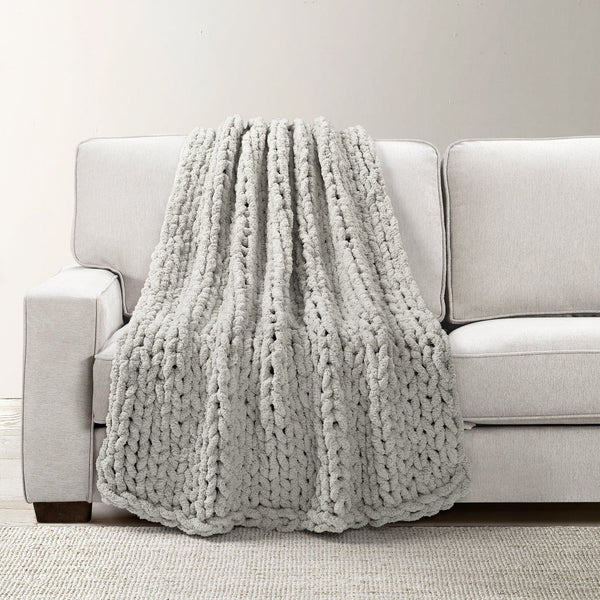 Lush Decor Hygge Ultra Soft Chenille Chunky Knit Throw