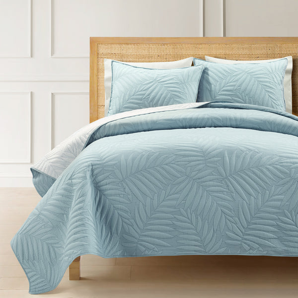 Lush Decor Isla Embroidered Leaf Reversible Cotton Quilt 3 Piece Set