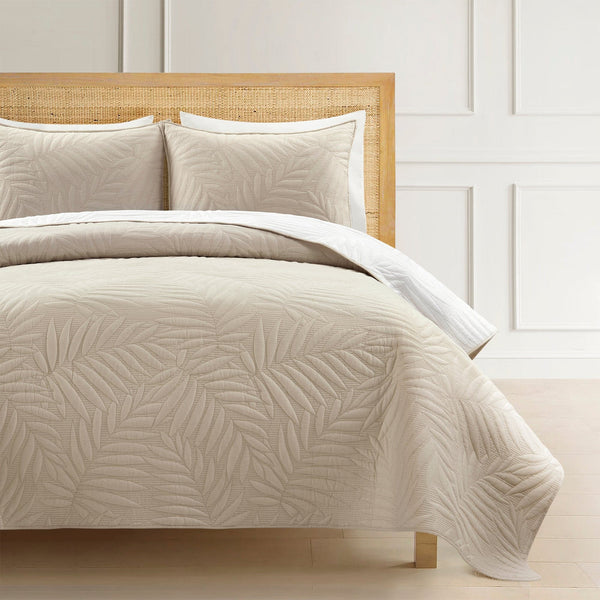 Lush Decor Isla Embroidered Leaf Reversible Cotton Quilt 3 Piece Set