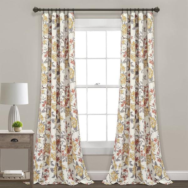 Lush Decor Ivana Floral Light Filtering Window Curtain Panel Set