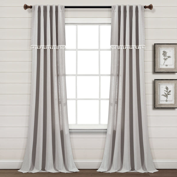 Lush Decor Ivy Tassel Faux Linen Window Curtain Panel Set