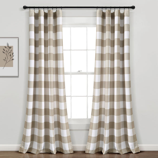 Lush Decor Kelly Checker Light Filtering Window Curtain Panel Set