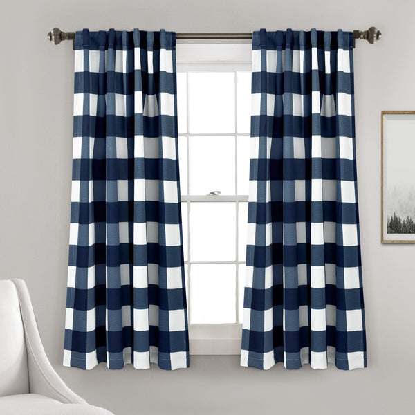Lush Decor Kelly Checker Light Filtering Window Curtain Panel Set