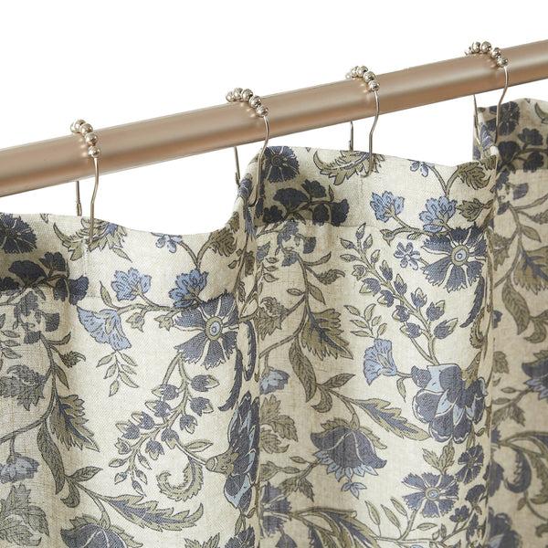 Lush Decor Lillian Block Print Linen Textured Shower Curtain