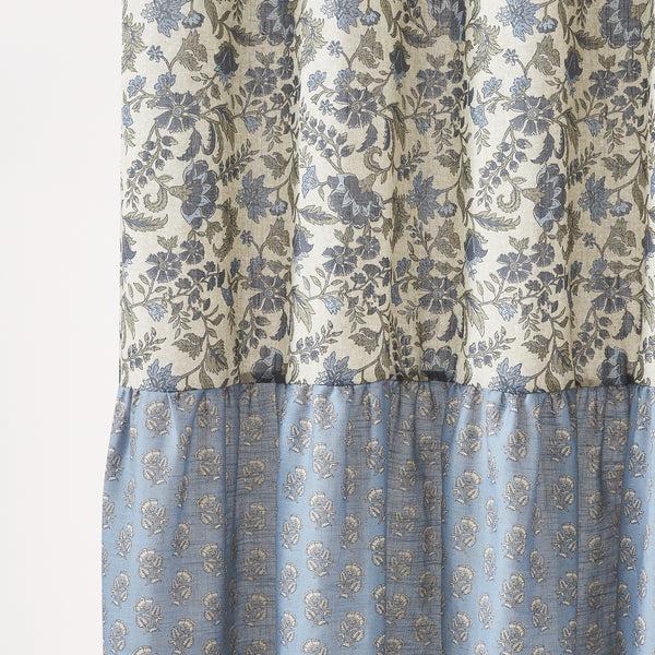 Lush Decor Lillian Block Print Linen Textured Shower Curtain