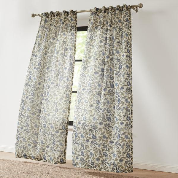 Lush Decor Lillian Block Print Linen Textured Window Curtain Panels