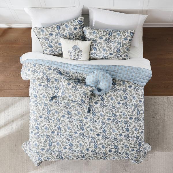 Lush Decor Lillian Block Print Reversible Quilt 6 Set