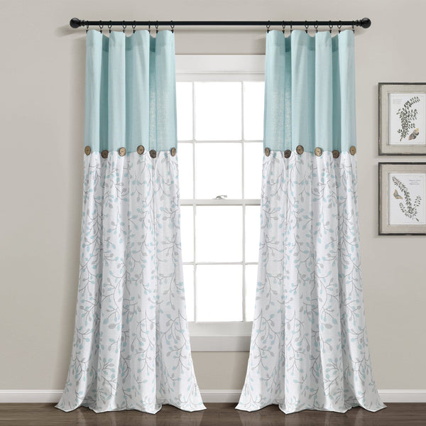 Lush Decor Linen Button Botanical Garden Window Curtain Panel
