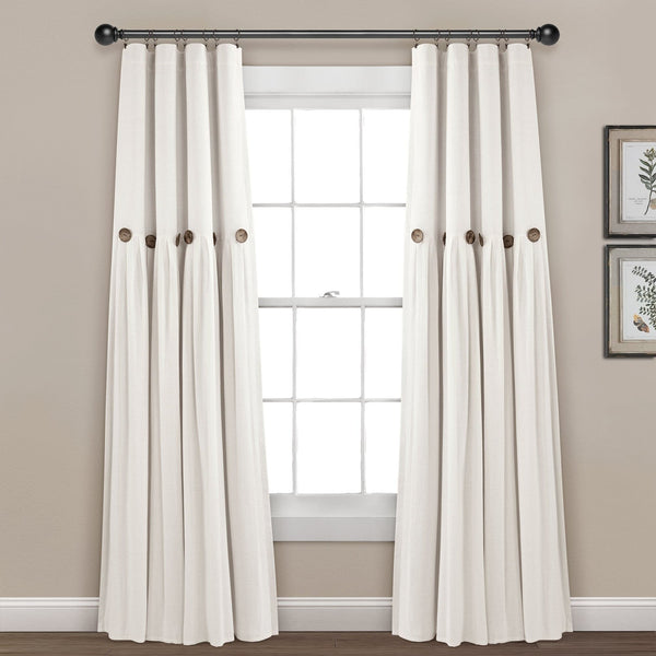 Lush Decor Linen Button Lined 100% Blackout Window Curtain Panel