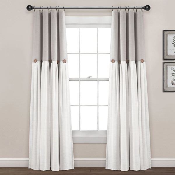 Lush Decor Linen Button Lined 100% Blackout Window Curtain Panel