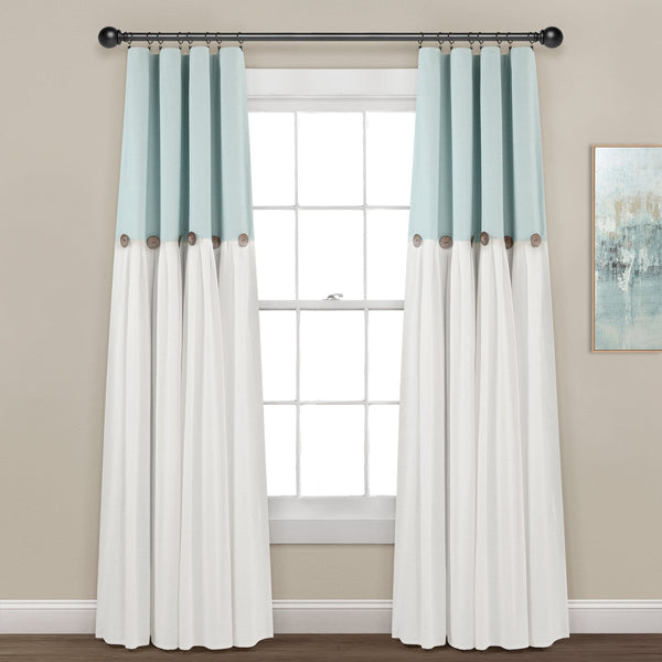 Lush Decor Linen Button Lined 100% Blackout Window Curtain Panel