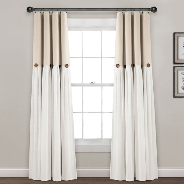 Lush Decor Linen Button Lined 100% Blackout Window Curtain Panel