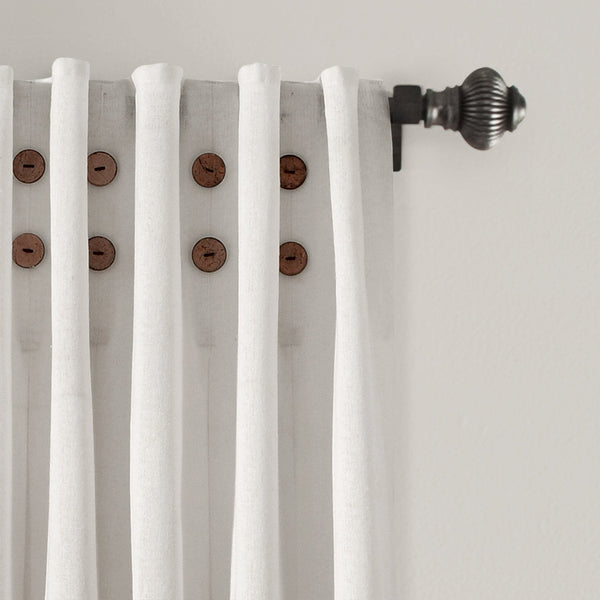 Lush Decor Linen Button Pinched Pleat Window Curtain Panel