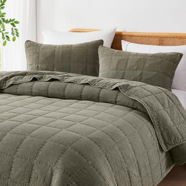 Lush Decor Logan Stone Washed Cotton Quilt 3 Piece Set