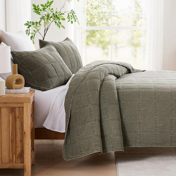 Lush Decor Logan Stone Washed Cotton Quilt 3 Piece Set
