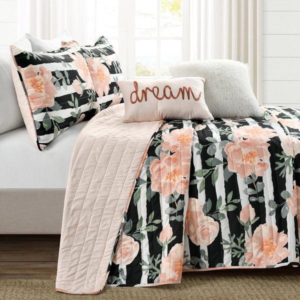Lush Decor Amara Watercolor Rose Quilt Set